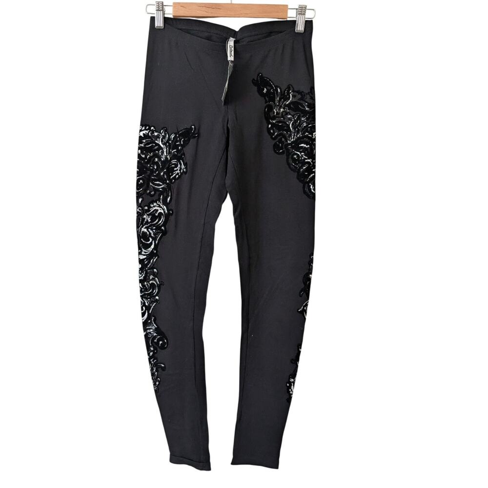 NWT PETROL Black Flocked Foil‎ Pants Velvet Size Medium - Goth Baddie Y2K